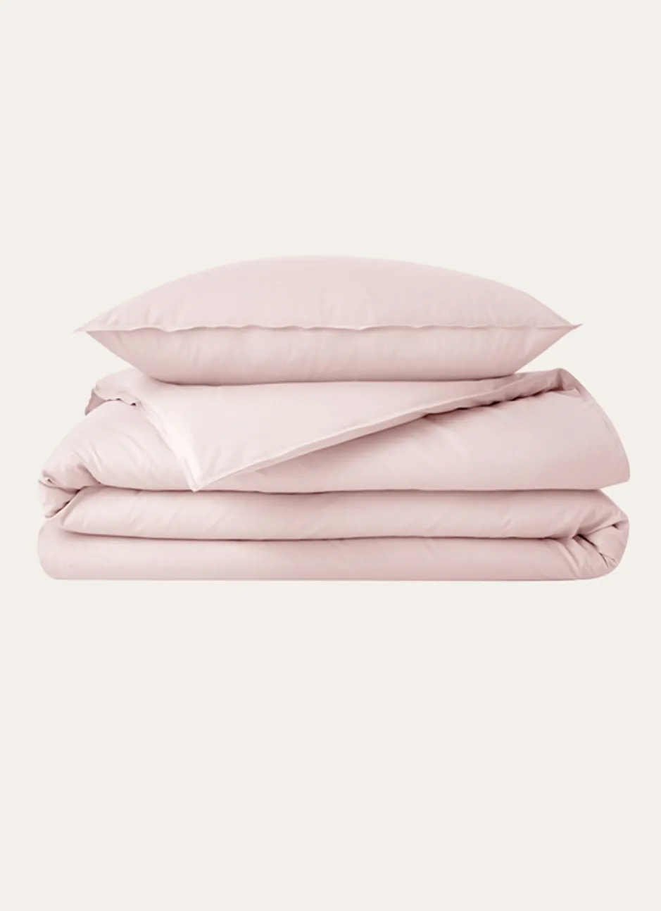 HOUSSE DE COUETTE UNIE EN COTON LAVÉ BIO ROSE PÂLE