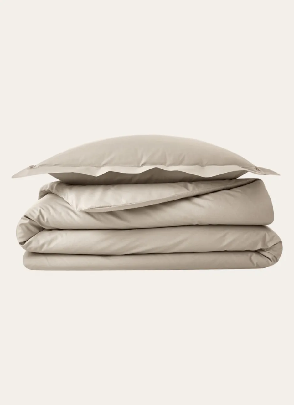 HOUSSE DE COUETTE UNIE EN PERCALE DE COTON SABLE