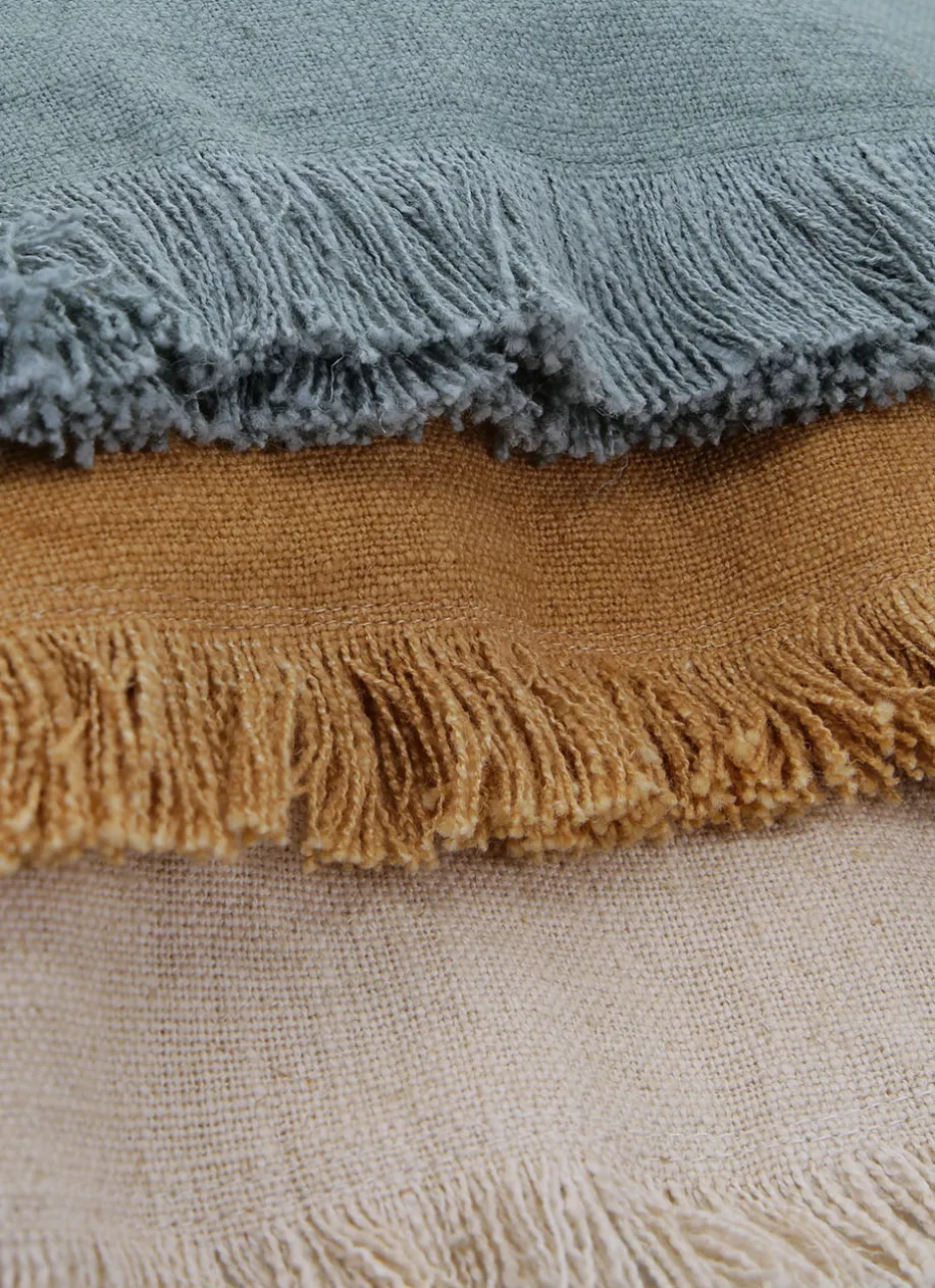 HOUSSE DE COUSSIN À FRANGES COTON ET LIN MOUSSE