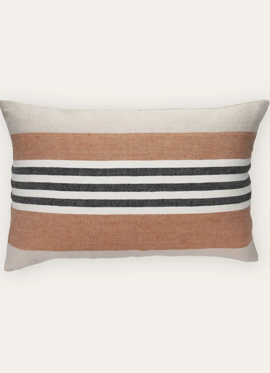 HOUSSE DE COUSSIN EN COTON ET LIN À RAYURES MULTICOLORE