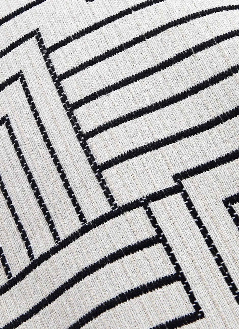 HOUSSE DE COUSSIN JACQUARD BLANC / NOIR