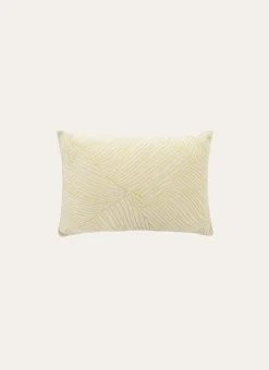 HOUSSE DE COUSSIN JACQUARD MOTIF FEUILLES ÉCRU