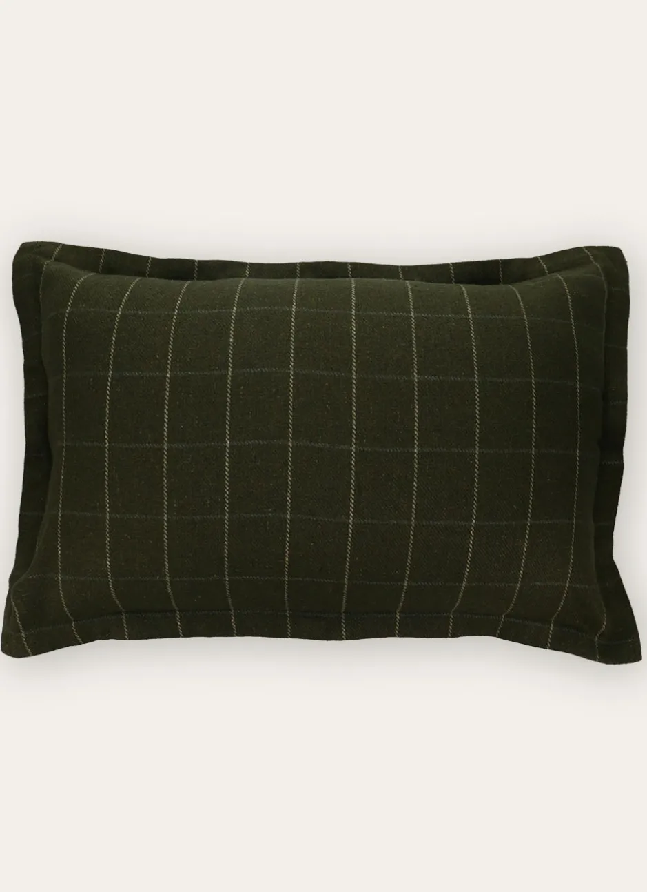 HOUSSE DE COUSSIN JACQUARD À CARREAUX VERT FONCE