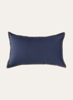 HOUSSE DE COUSSIN RECTANGULAIRE EN LIN BLEU