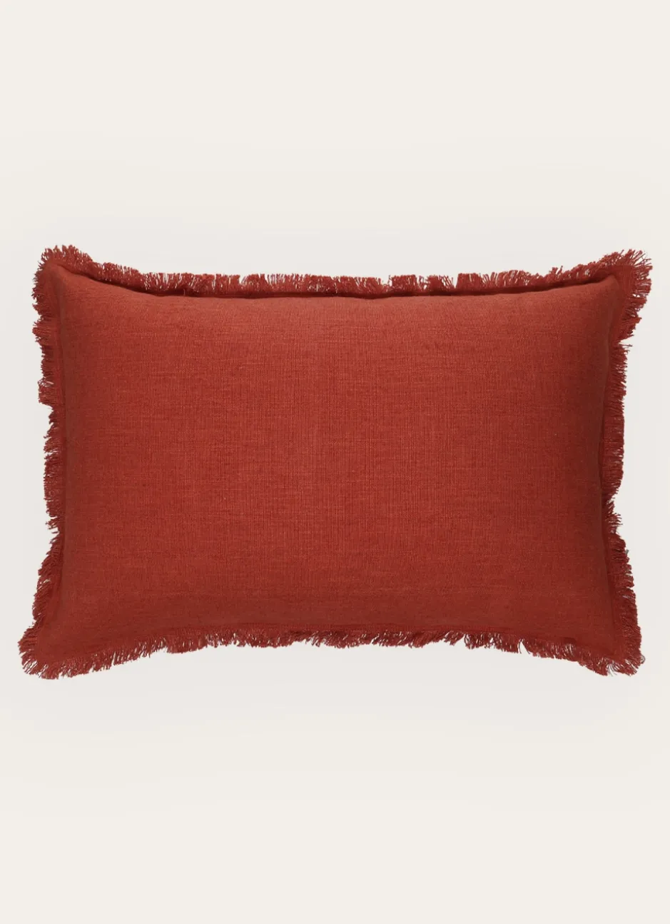 HOUSSE DE COUSSIN TEXTURÉE À MINI FRANGE BRIQUE
