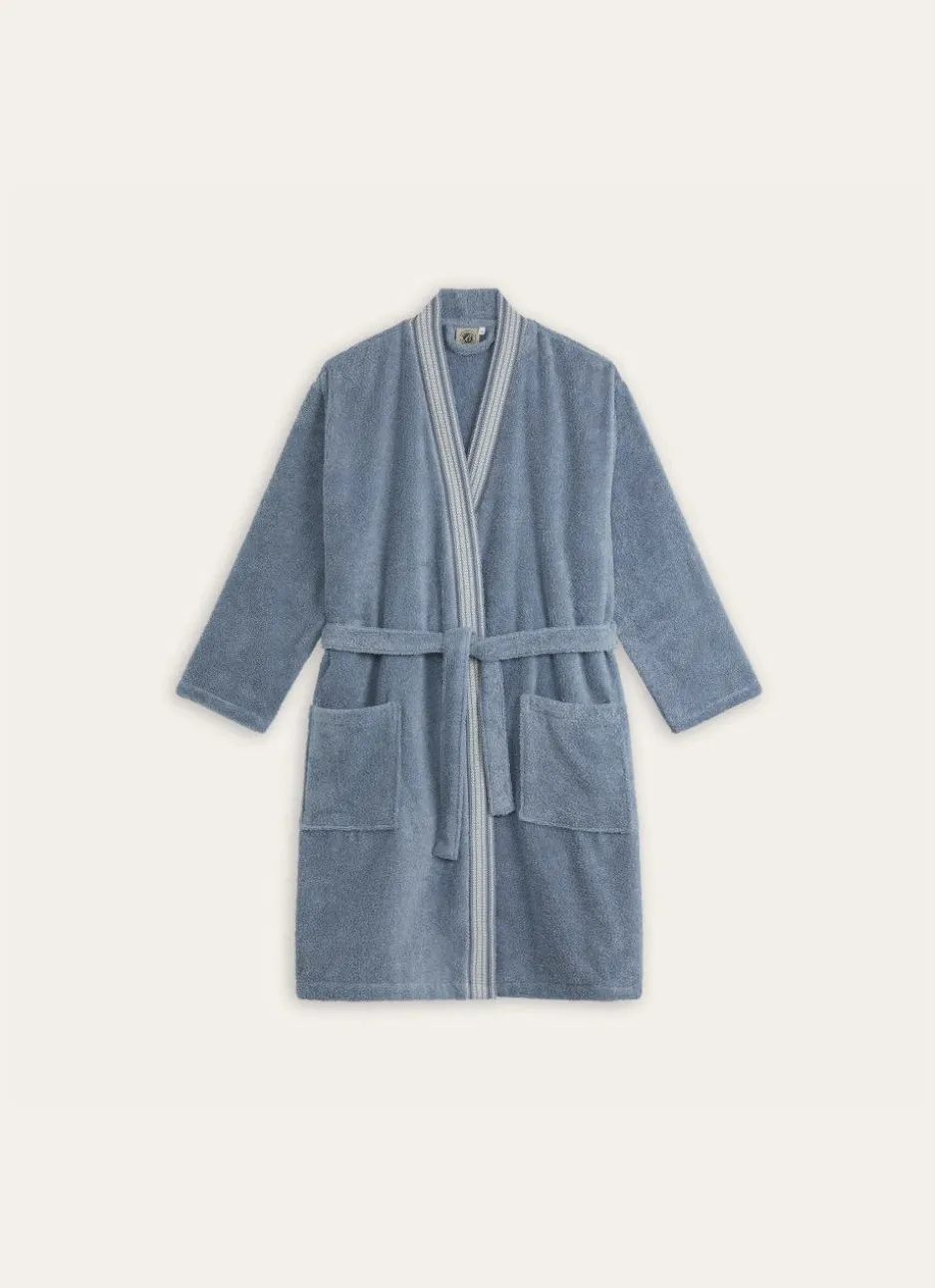 KIMONO AVEC LITEAU RAYÉ BLEU