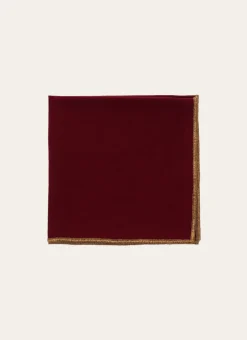 LOT DE 2 SERVIETTES DE TABLE EN COTON BOURDON DORÉ BORDEAUX