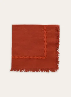 LOT DE 2 SERVIETTES DE TABLE BRODÉES AVEC FINITION BRIQUE