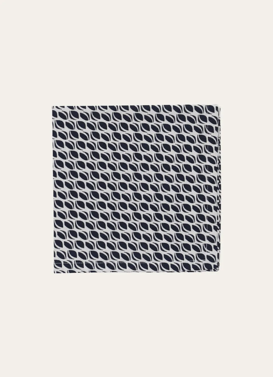 LOT DE 2 SERVIETTES DE TABLE EN COTON IMPRIMÉ BLANC/MARINE