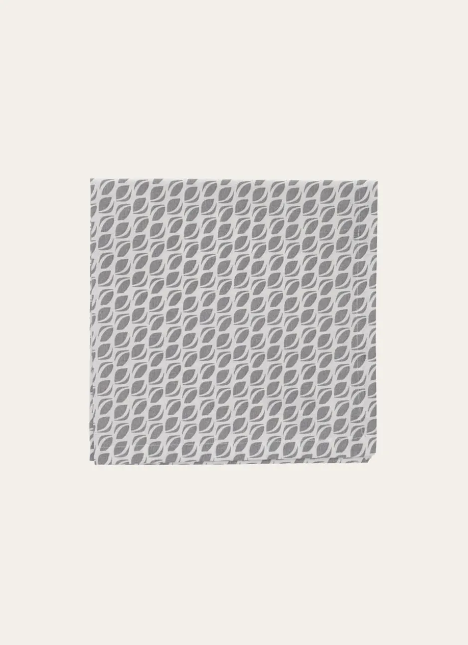 LOT DE 2 SERVIETTES DE TABLE EN COTON IMPRIMÉ BLANC/GRIS