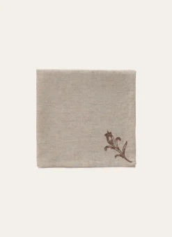 LOT DE 2 SERVIETTES EN COTON-LIN IMPRIMÉ FLORAL NATUREL