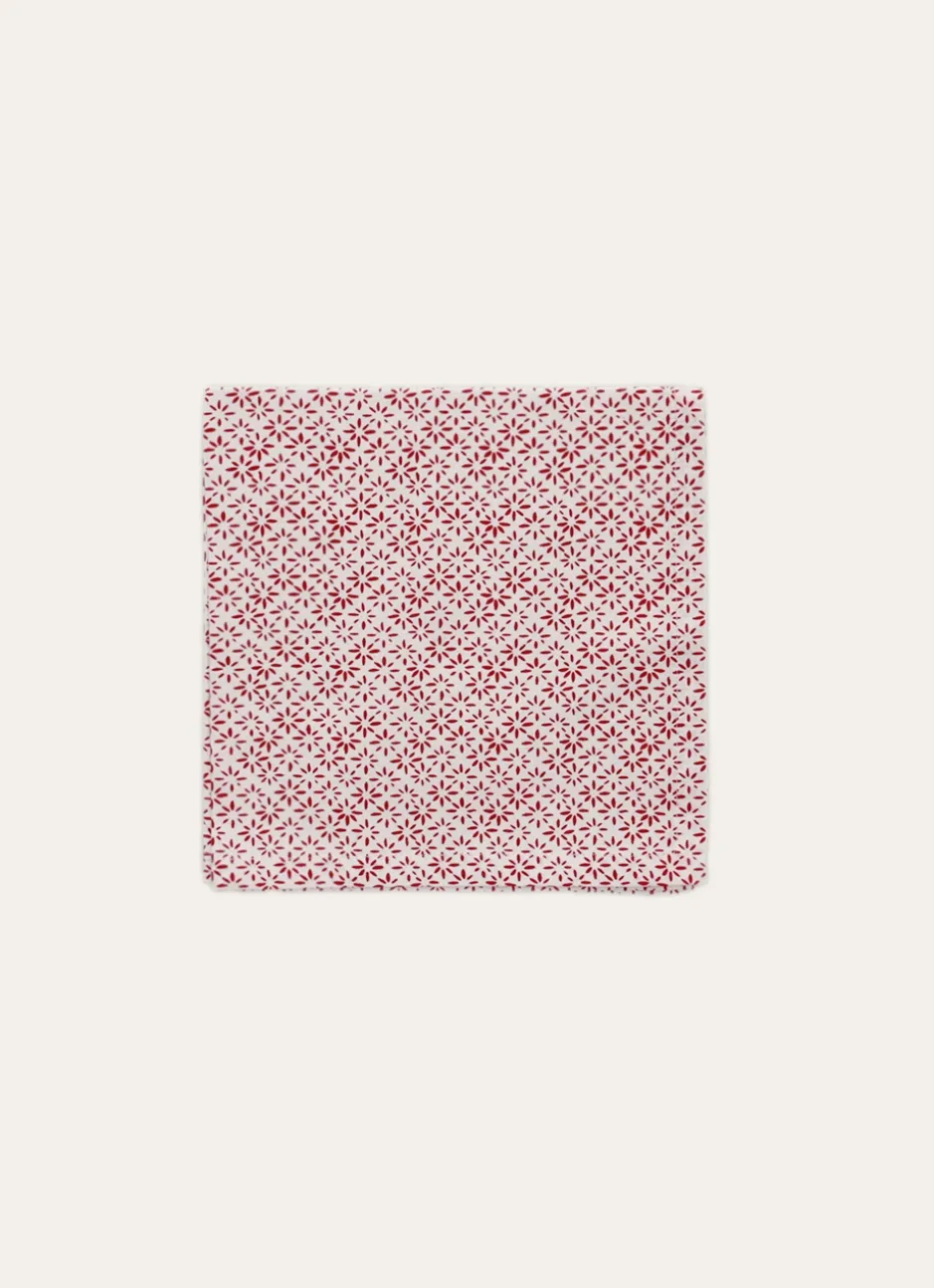 LOT DE 2 SERVIETTES EN COTON MOTIF FANTAISIE BLANC/ROUGE