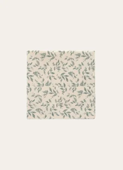 LOT DE 2 SERVIETTES EN COTON BEIGE/VERT