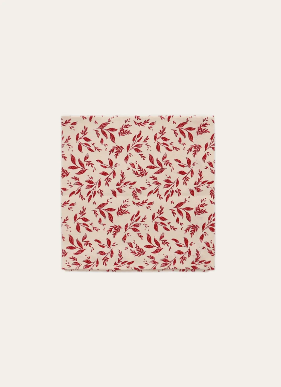 LOT DE 2 SERVIETTES EN COTON BEIGE/BORDEAUX