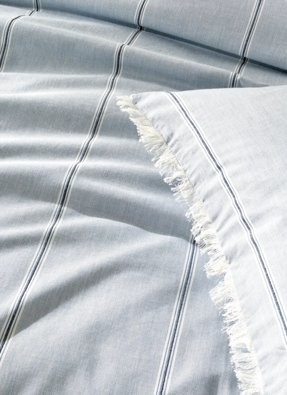 LOT DE 2 TAIES D'OREILLER EN COTON NAÏADE BLEU