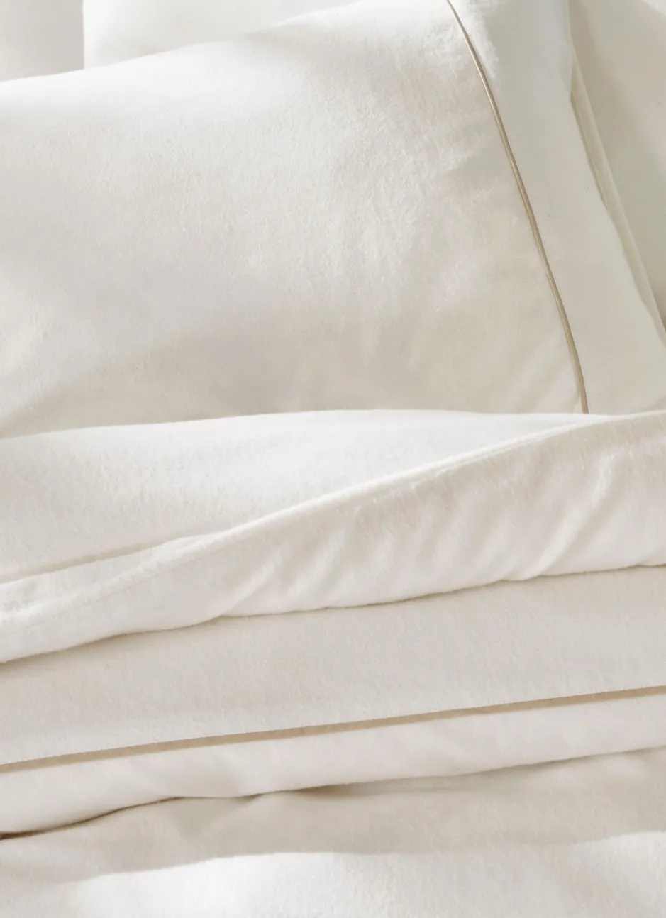 LOT DE 2 TAIES D'OREILLER EN FLANELLE UNIE RAGOON IVOIRE