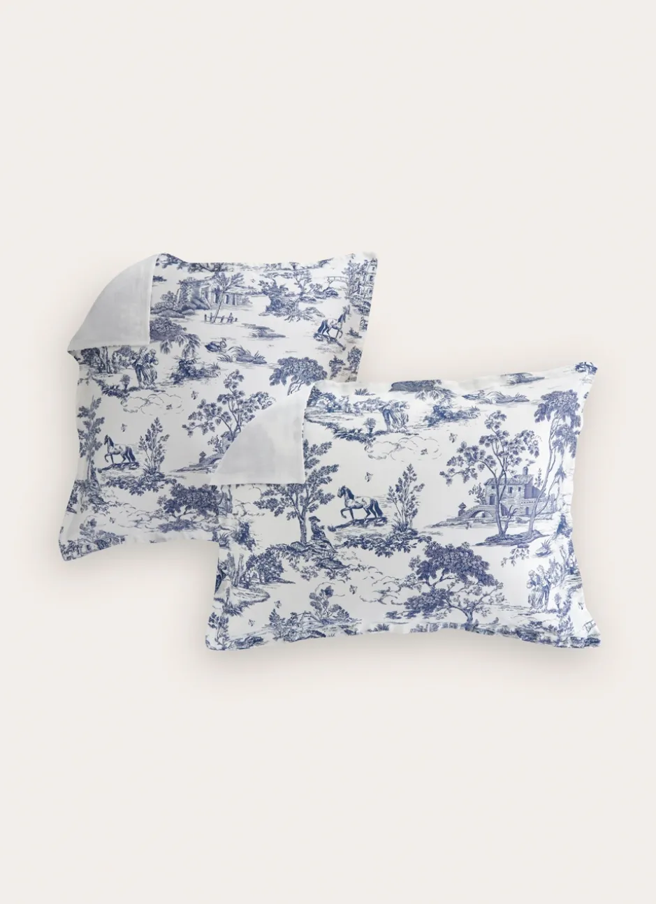 LOT DE 2 TAIES D'OREILLER EN SATIN DE COTON MOTIF ARDOISE
