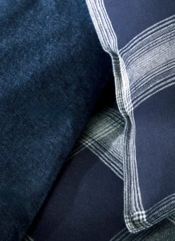 LOT DE 2 TAIES D'OREILLER EN FLANELLE RHEA BLEU MARINE