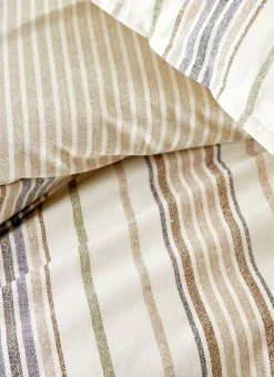 LOT DE 2 TAIES D’OREILLER IMPRIMÉ RAYURES CHEVRONS BEIGE CLAIR