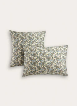 LOT DE 2 TAIES EN SATIN IMPRIMÉ FLORAL SOLENE BLEU