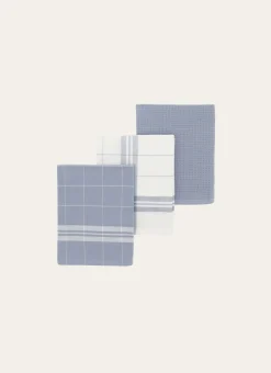LOT DE 3 TORCHONS EN COTON TOURTERELLE