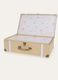 MALLE EN CARTON AVEC POIGNÉE EN MÉTAL BEIGE