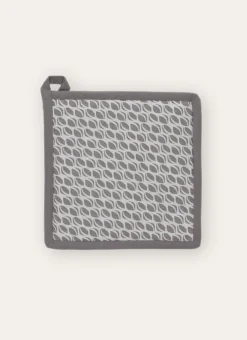 MANIQUE DE CUISINE EN COTON IMPRIMÉ BLANC/GRIS