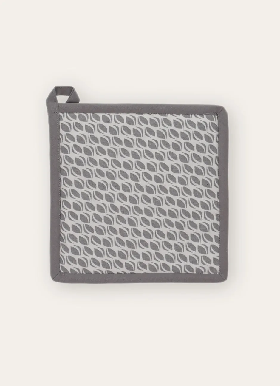 MANIQUE DE CUISINE EN COTON IMPRIMÉ BLANC/GRIS