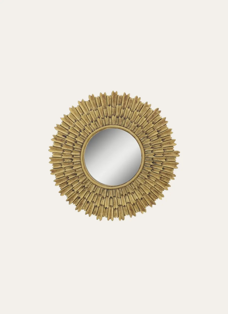 MIROIR EN FORME DE SOLEIL DORÉ