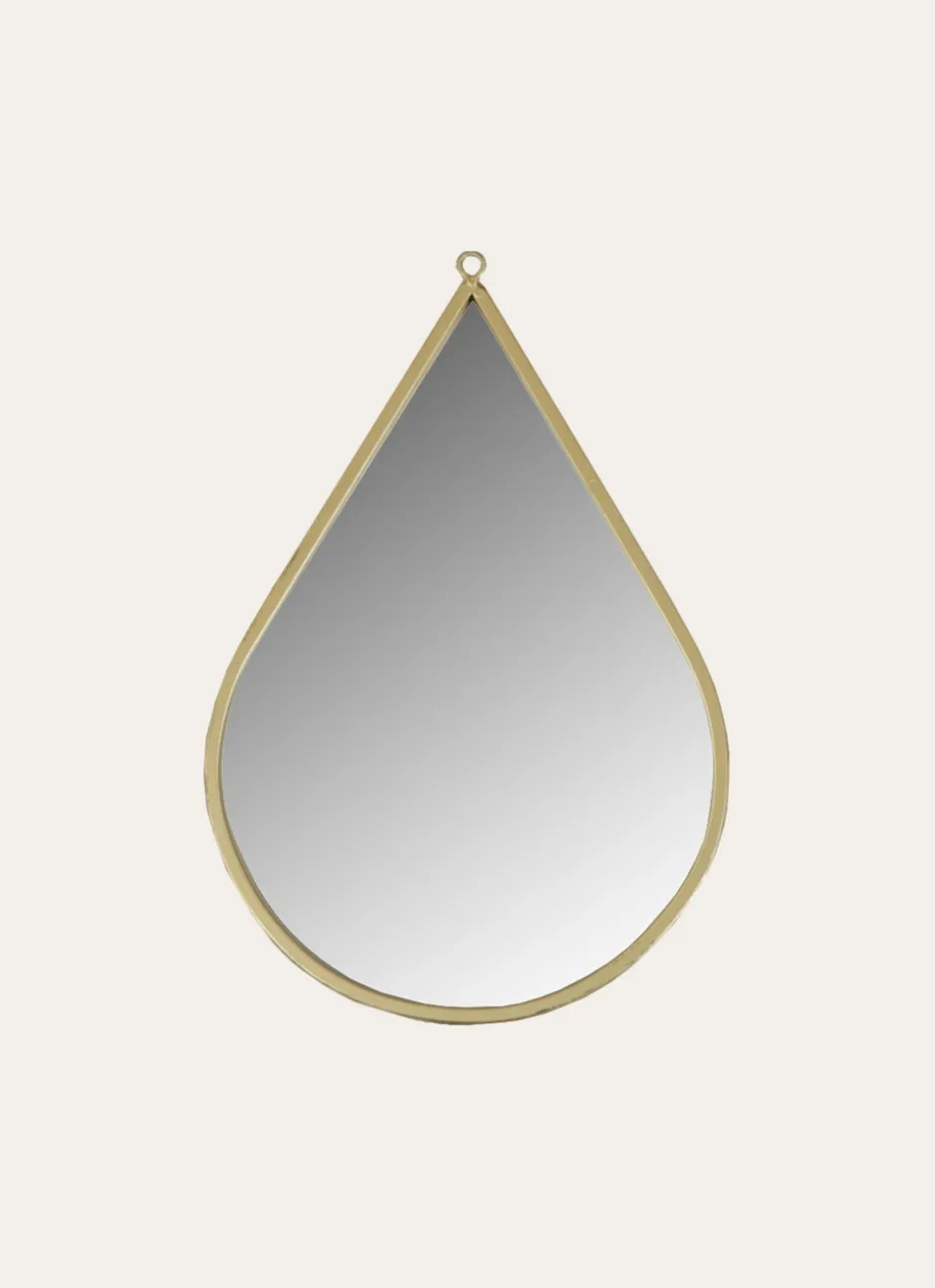 MIROIR MÉTAL DORÉ FORME DE GOUTTE PETIT FORMAT DORÉ