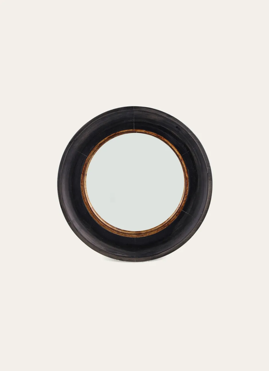 MIROIR ROND PETIT MODÈLE NOIR/DORÉ