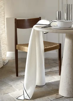 NAPPE COTON LIN FINITION BOURDON LAIT / NOIR