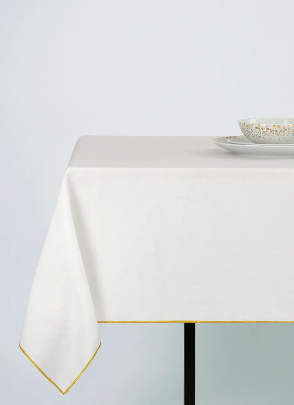 NAPPE COTON LIN FINITION BOURDON ÉCRU / OR