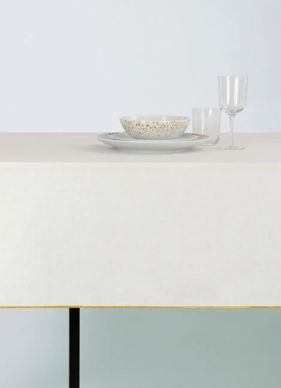 NAPPE COTON LIN FINITION BOURDON ÉCRU / OR