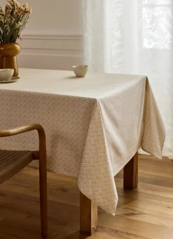 NAPPE EN COTON ENDUIT IMPRIMÉ PETITES FLEURS JAUNE