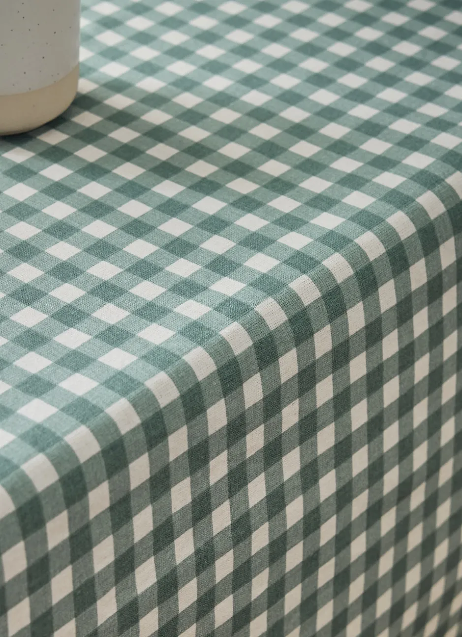NAPPE EN COTON ENDUITE IMPRIMÉ VICHY AMANDE