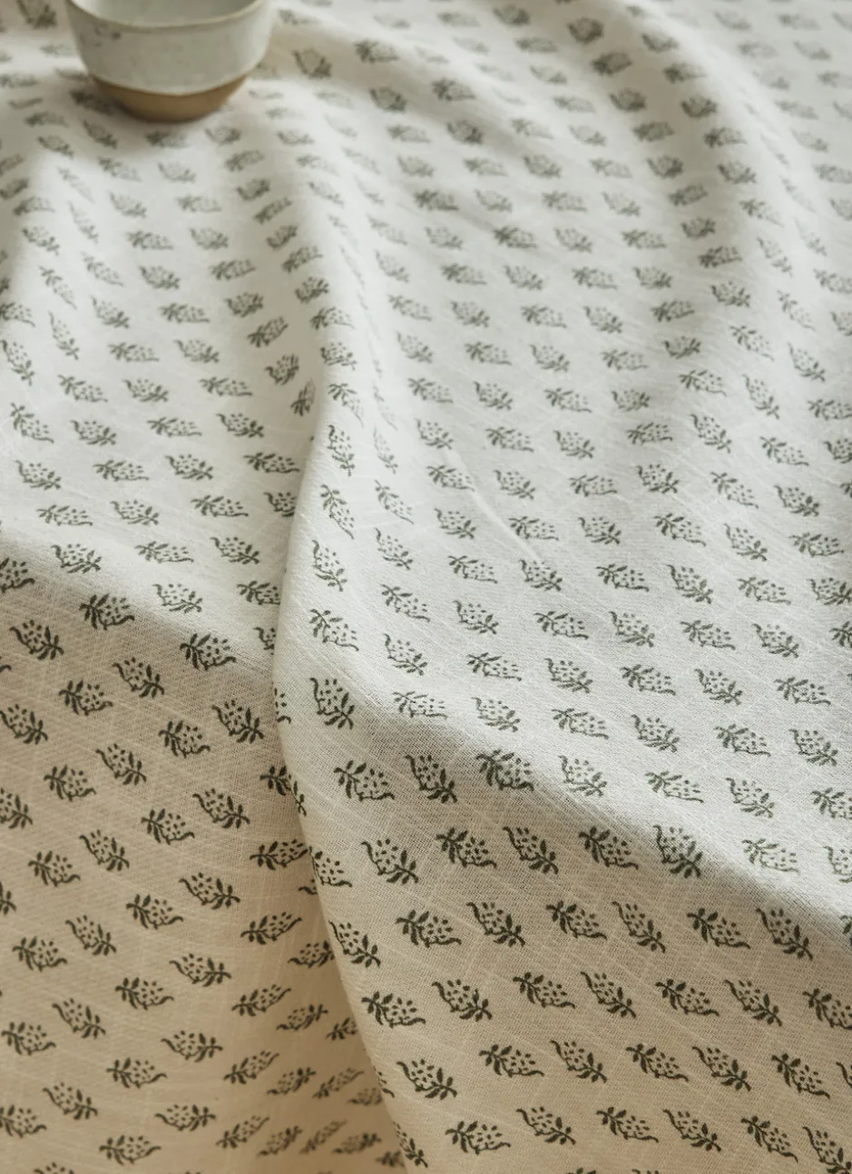 NAPPE EN COTON IMPRIMÉ MOTIF INDIEN vert