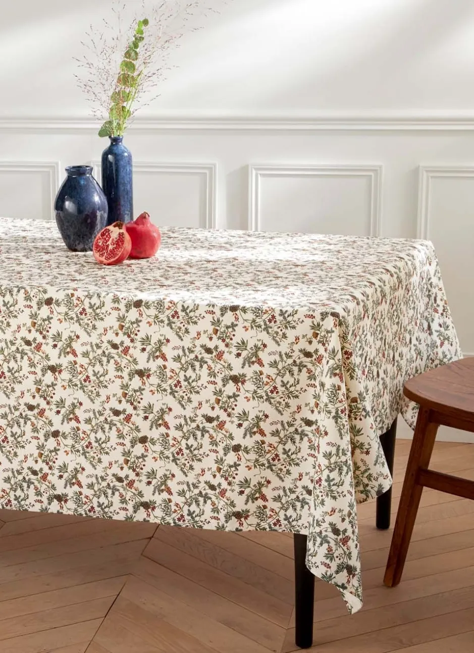 NAPPE EN COTON IMPRIMÉ VÉGÉTAUX MULTICOLORE