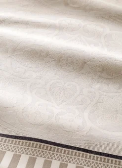 NAPPE JACQUARD EN COTON TISSÉ FIL TEINT MALT BEIGE