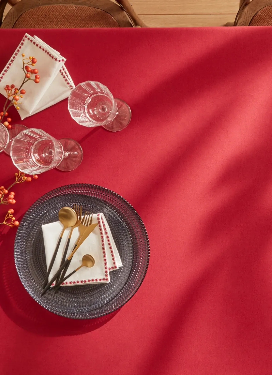NAPPE UNIE EN TOILE BORDEAUX