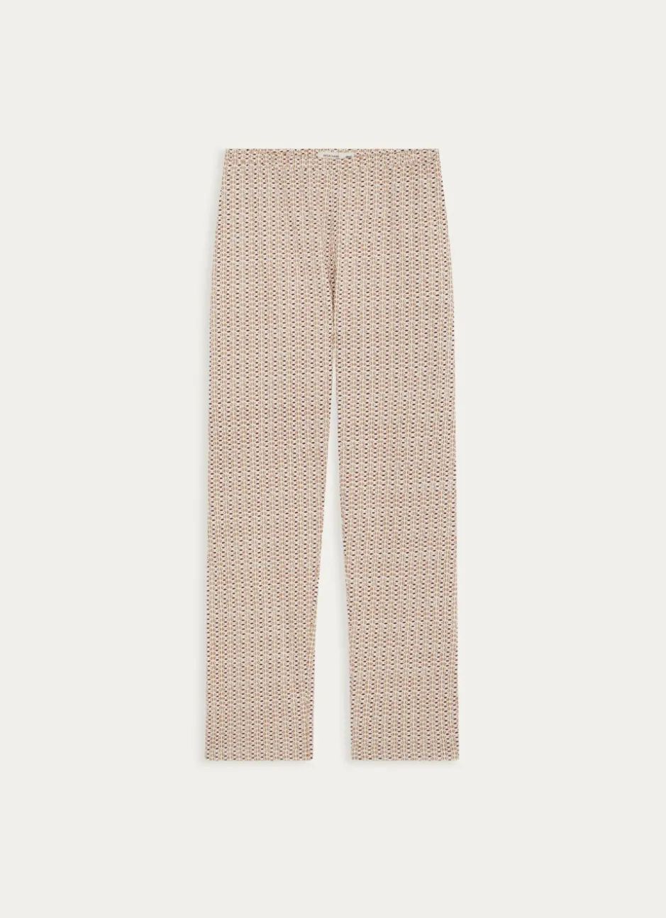 PANTALON DÉCONTRACTÉ EN COTON IMPRIMÉ ECRU