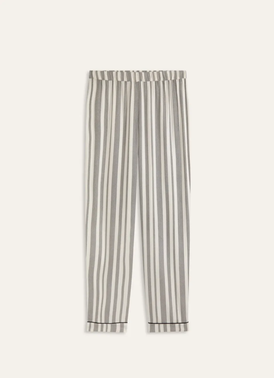 PANTALON DROIT ÉCRU RAYURE NOIRE