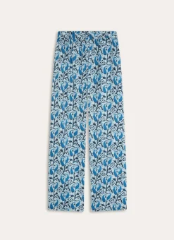PANTALON DROIT IMPRIMÉ BLEU