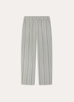PANTALON EN COTON GRATTÉ CRAVA VERT RAYE LUREX