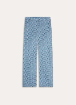 PANTALON EN COTON IMPRIMÉ INDIEN BLEU