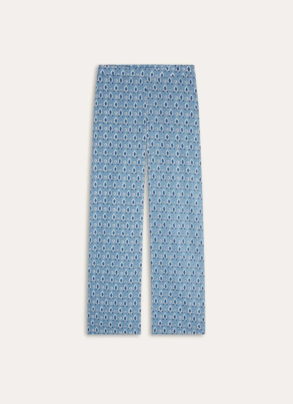 PANTALON EN COTON IMPRIMÉ INDIEN BLEU