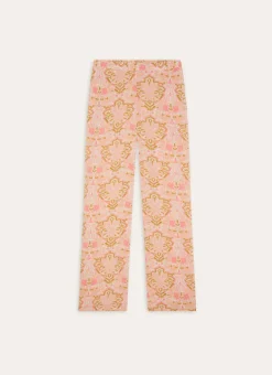 PANTALON EN VISCOSE IMPRIMÉ FLORAL INDIEN ROSE
