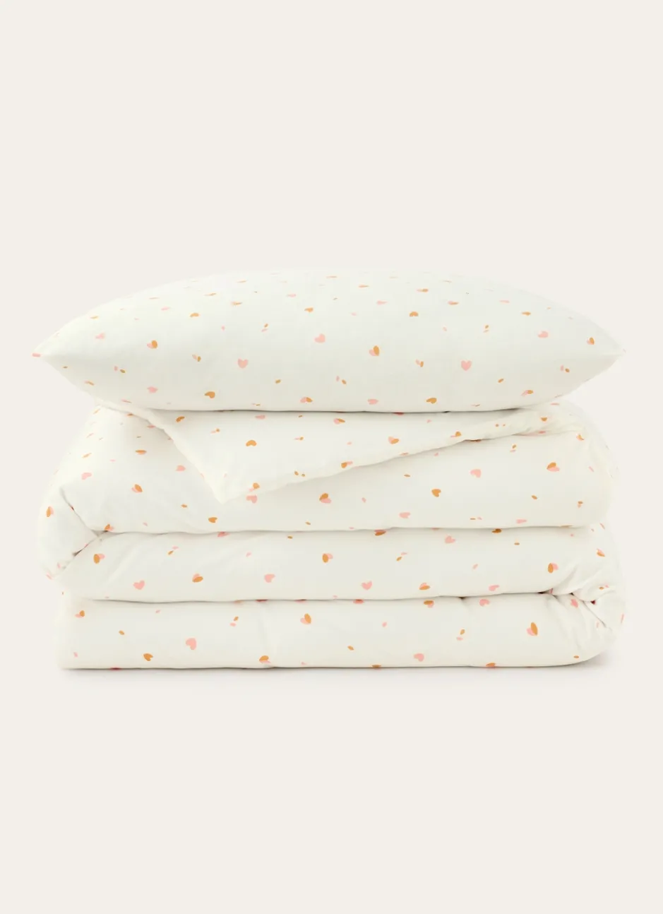 PARURE DE LIT ENFANT EN COTON MOTIF PETITS CŒURS MULTICOLORE