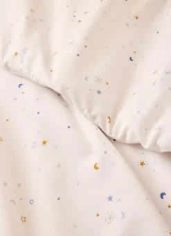 PARURE DE LIT ENFANT EN COTON MOTIF ÉTOILES ÉCRU