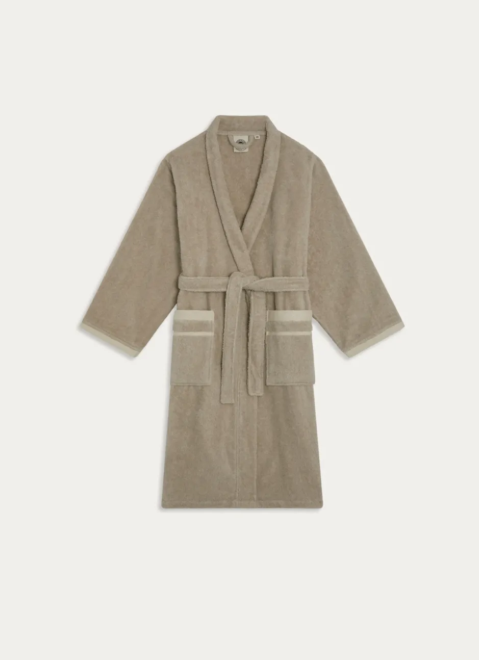 PEIGNOIR DE BAIN CHINÉ EN COTON BIO VOLTAIRE BEIGE